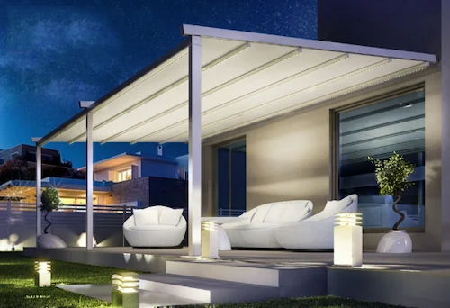 pérgola lona leds